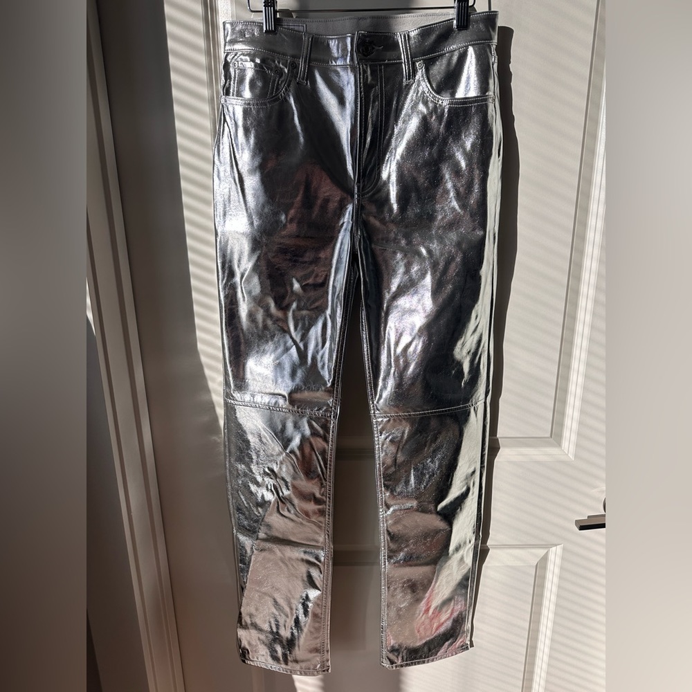 FABULOUS GAP Silver Straight Leg Vegan Leather Pants